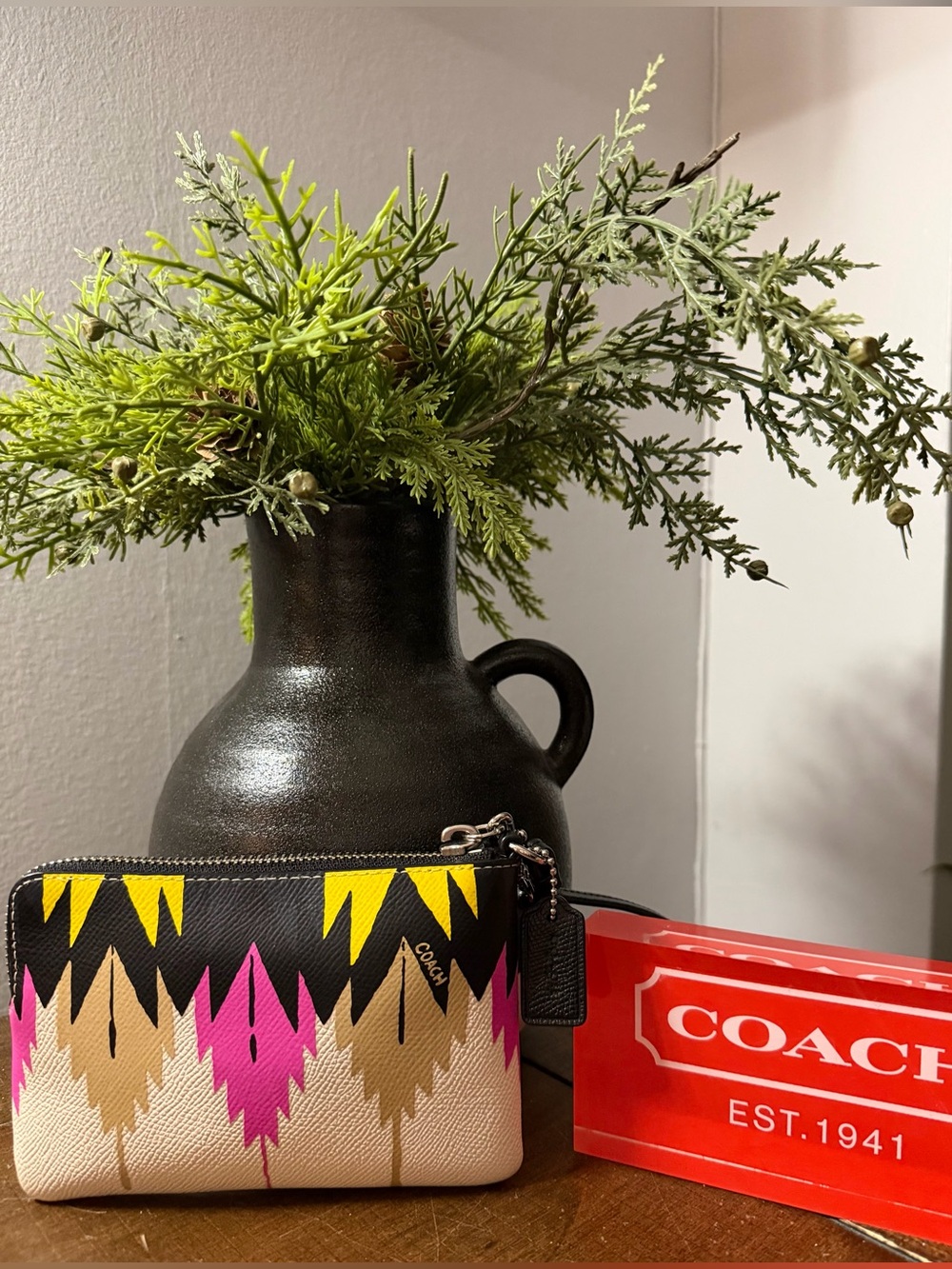 Coach Hawk Feather Design Wristlet - Picture 2 of 12